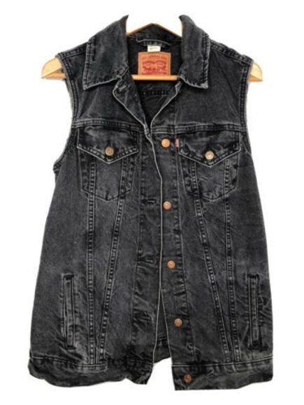 Levis Black Denim Trucker Vest Womens 